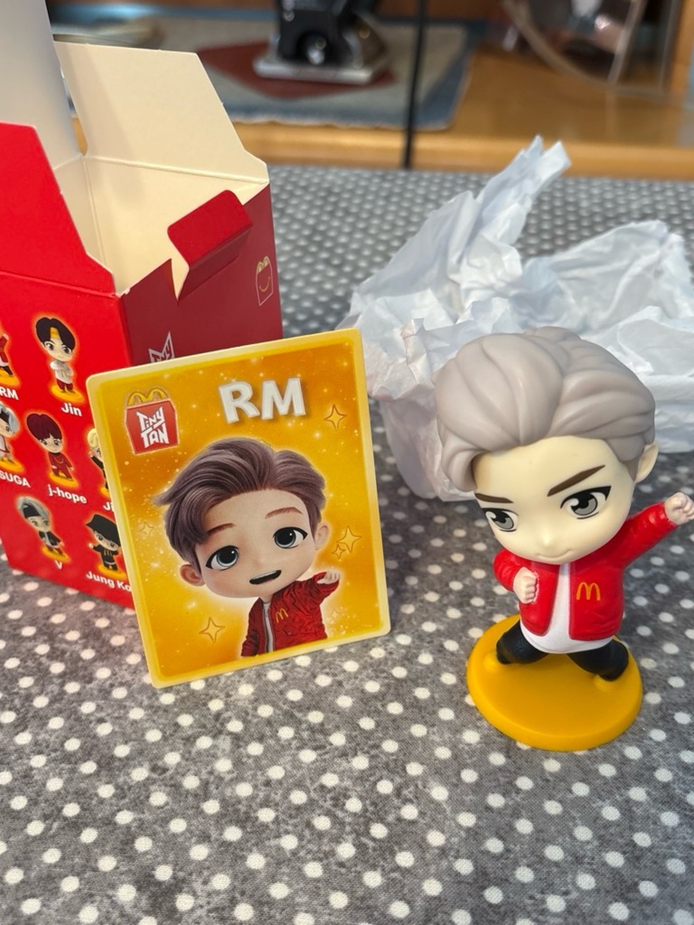 McDonald's TinyTAN RM Figure with Yellow Base and Red Jacket